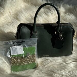 Kate Spade Small Tate Leather Satchel Duffle in Deep Evergreen
